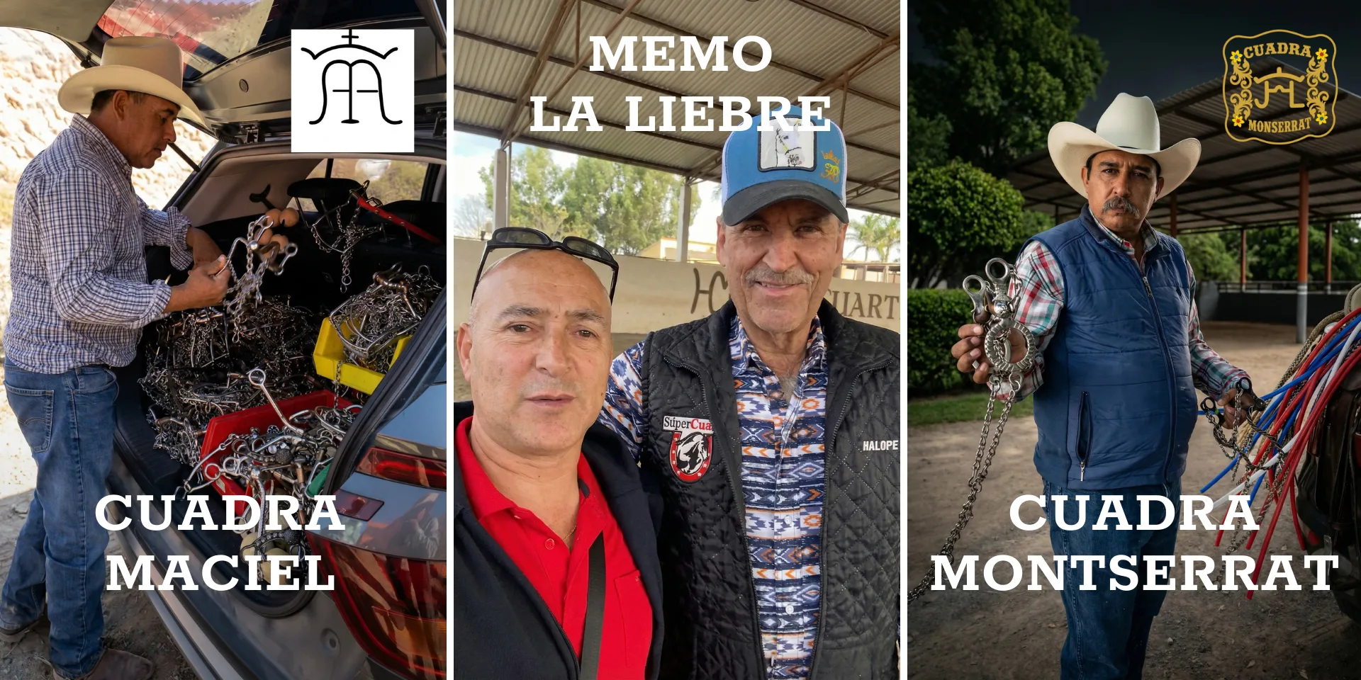 Tres clientes de Galope con sus piezas: Cuadra Maciel, Memo la Liebre y Cuadra Montserrat